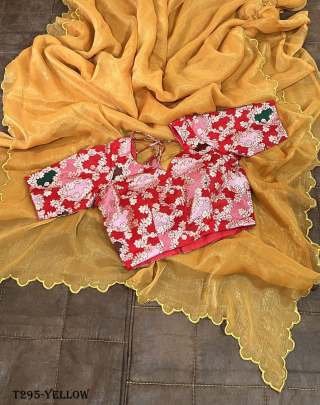 New Fancy Yellow Gold Coin Saree For Women