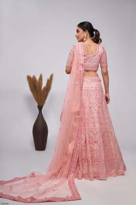New Festive Wear Pink Soft Net Lehenga  Choli
