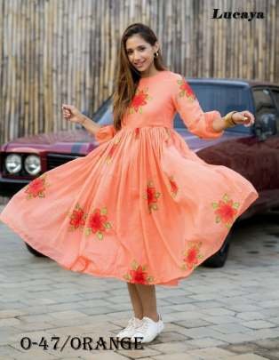 New Flower Design Digital Printed Orange Short dress