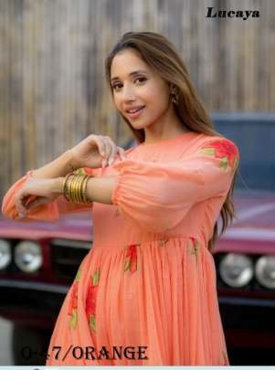 New Flower Design Digital Printed Orange Short dress