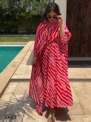 New Fox Georgette Anarkali Red Leheriya suit