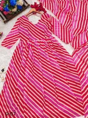 New Fox Georgette Anarkali Red Leheriya suit