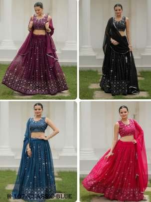 New Georgette Silk Classic Blue Lehenga Choli