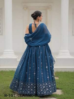 New Georgette Silk Classic Blue Lehenga Choli