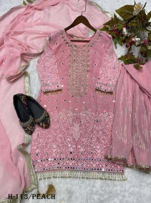New Heavy Georgette Peach Color Gharara Suit