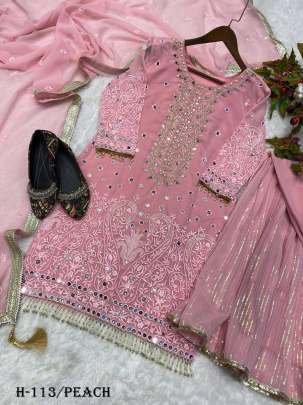 New Heavy Georgette Peach Color Gharara Suit
