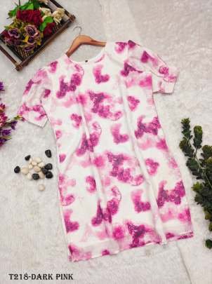 New Indian Style Dark Pink Hakoba Shibori Print Kurti