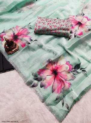 New Jimmy Choo Light Sky Blue Colour Saree