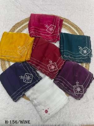 New Jimmy Choo Wine Saree with Khatli Cut Work