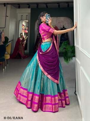New Kanchipuram Silk Rama Lehenga Choli With Dupatta