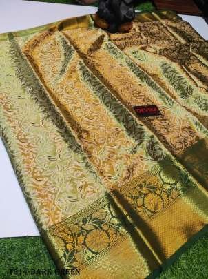 New Kanjivaram Pattu Silk Dark Green Saree