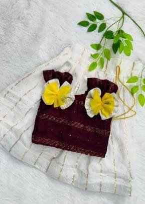 New Kids Wear Maroon And White Cotton Skirt