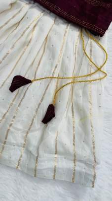 New Kids Wear Maroon And White Cotton Skirt