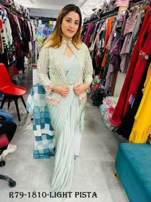 New Latest Stylist Light Pista Ready To Wear Embroidered Saree