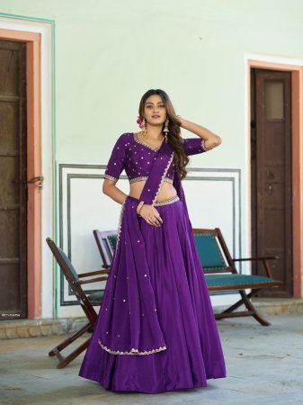 New Launch Purple Wedding Wear Lehenga Set