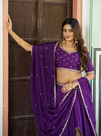 New Launch Purple Wedding Wear Lehenga Set