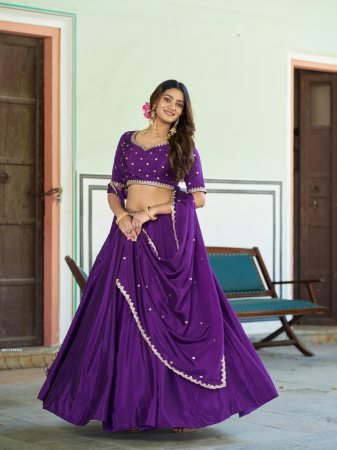 New Launch Purple Wedding Wear Lehenga Set