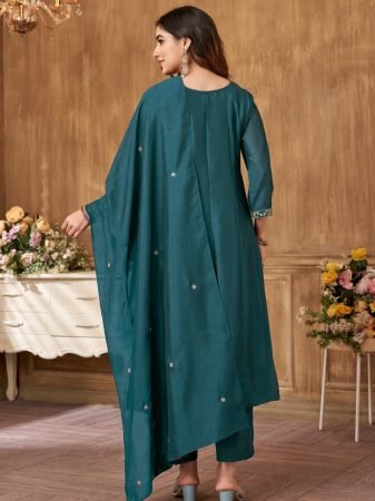 New Launch Vichitra Silk Anarkali Embroidered Suit  By Fab Funda