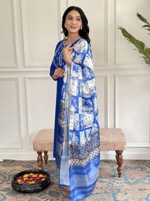New Launching Straight Viscose Kurti Set With Gajii Silk Printed Dupatta Sets