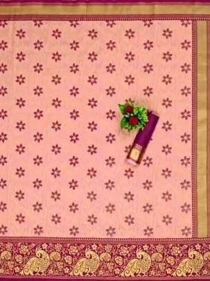 New Lichi Silk Peach Saree With Jacquard Work