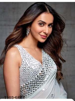 New Party Wear Off White Georgette Bollywood Replica Saree