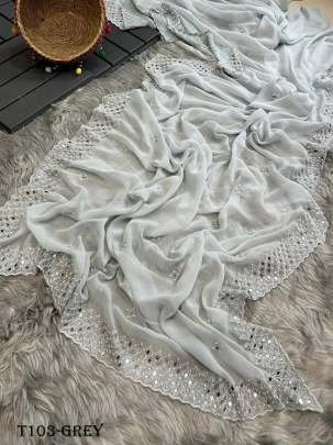 New Party Wear Off White Georgette Bollywood Replica Saree