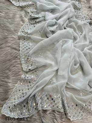 New Party Wear Off White Georgette Bollywood Replica Saree