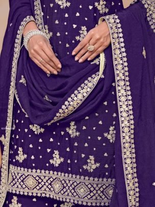 New Premium Blue Chinon Sharara 3pcs Set