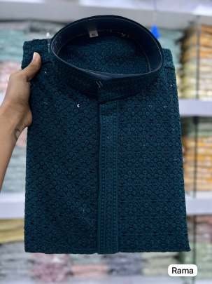 New Rayon Chikan Work Rama Kurta Pyjama
