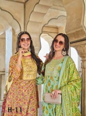 New Heavy Yellow Cotton Color Anarkali Kurti Pant With Dupatta