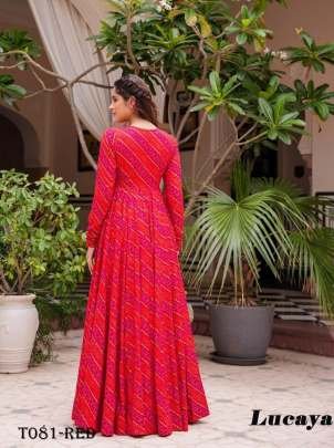 New Red Rayon Georgette 3 Piece Indo Western Suit