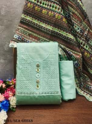 New Sea Green silk Unstitched Dress 