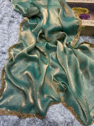 New Space Silk Trending Sky Blue Designer Saree With Blouse