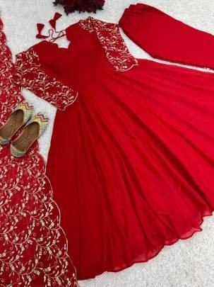 New Star Georgette Embroidered Gown