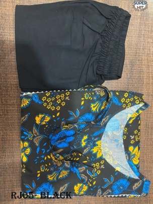 New Style Chikankari Rayon Black Kurti Pant Set