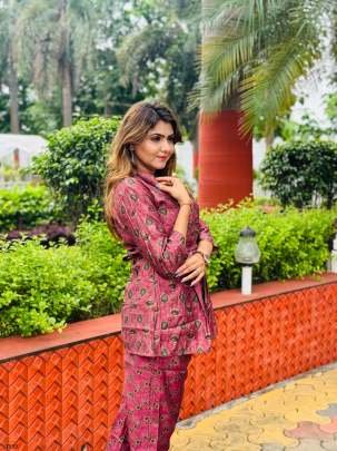 New Stylish Magenta Cotton Digital Print Co Ord Set