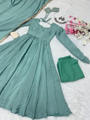 New Stylish Sea Green Anarkali Outfit