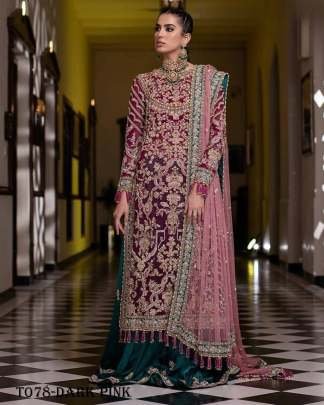 New Super Hit Design Georgette Dark Pink Pakistani Suit Fancy With Embroidery Work