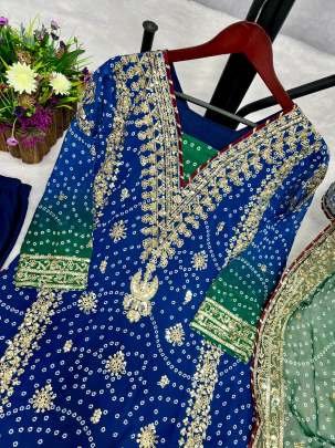 New Traditional Blue Georgette Kurti Pant Set