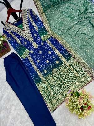 New Traditional Blue Georgette Kurti Pant Set