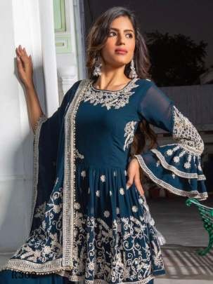 New Traditional Rama Georgette Kediya Sharara Suits