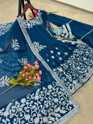 New Traditional Rama Georgette Kediya Sharara Suits