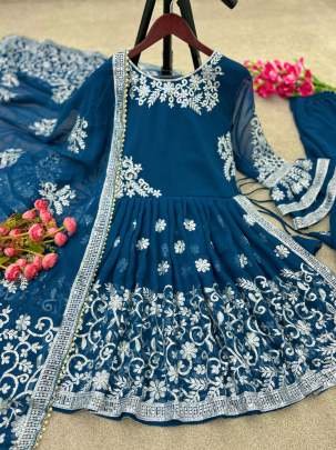 New Traditional Rama Georgette Kediya Sharara Suits