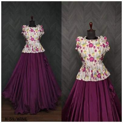 New Trendy Chinon Wine Crop Top Lehenga Choli