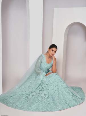 New Trendy Collection Light Blue Soft Net  Lehenga Choli