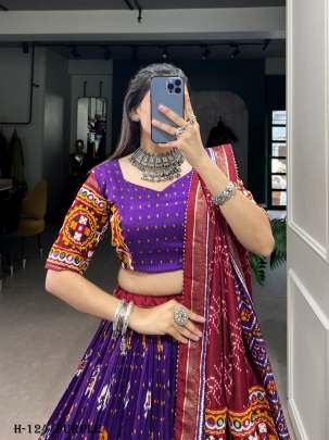 New Tussar Silk Purple Lehenga Choli With Gamthi Work