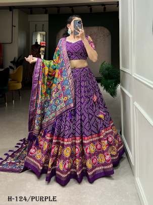 New Tussar Silk Purple Lehenga Choli With Gamthi Work