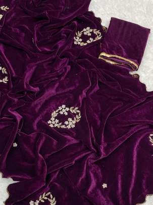 New Velvet Beautiful Purple Saree