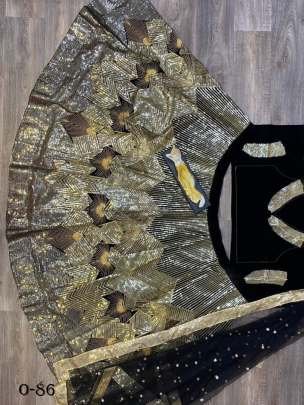 New Velvet Squence Work Black Lehenga Choli set