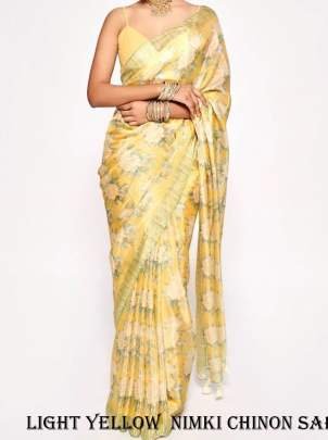 Nimki 9 Light Yellow Pure Chinon Saree
